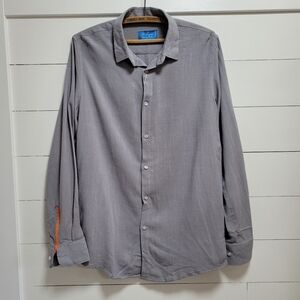 NWT St. Lynn Dress Shirt Men's sz Medium Grey Organic Cotton Button Down Shirt